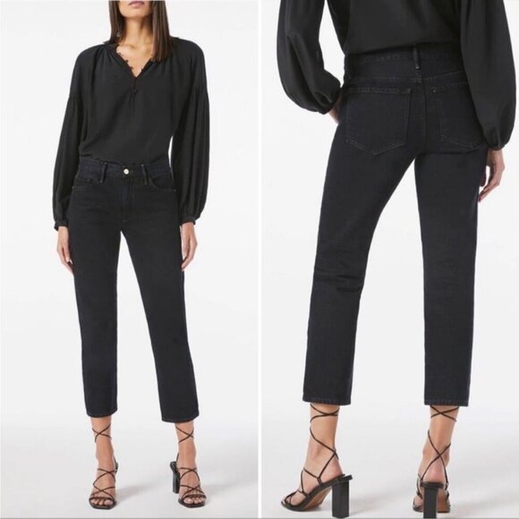 Frame Denim Le Piper High Rise Ankle Straight Leg Cropped Jeans Minimalist 24 - Picture 1 of 9